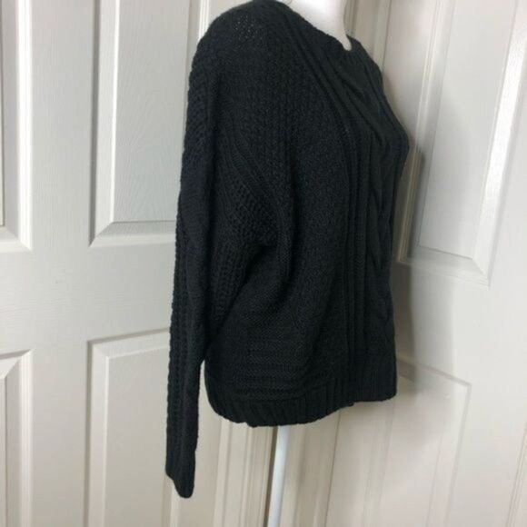 One A Mixed Knit Crew Neck Sweater Black Large - Picture 5 of 10